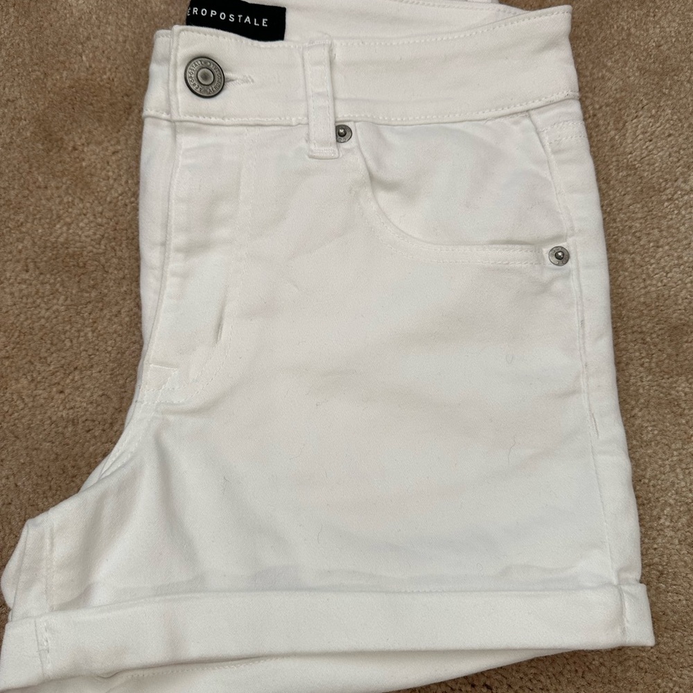 Aeropostale High Rise Midi White Shorts